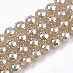 Бланшированный Миндаль Природные крашеные шарики агата стренг, бисера имитации жемчуга, круглые, бланшированный миндаль, 10~11 мм, отверстие : 1 мм, около 38 шт / нитка, 14.45 дюйм ~ 15.23 дюйм (36.7 см ~ 38.7 см)