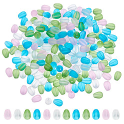 Mixed Color 240Pcs Frosted Glass Beads, Rice, Mixed Color, 9x6.5mm, Hole: 1.2mm