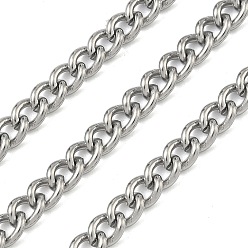 Нержавеющая Сталь Цвет 304 из нержавеющей стали обуздать цепи, несварные, с катушкой, цвет нержавеющей стали, 6.5x5x1~1.4 мм