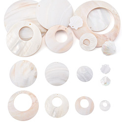 Морская Ракушка 9 шт. 9 стильные подвески из натуральной пресноводной ракушки, разнообразные, цвет морской раковины, 19.5~70x1.5~5 мм, отверстие : 1.2~3 мм, 1 шт / стиль