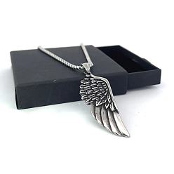 Нержавеющая Сталь Цвет Винтажная стальная цепочка с ангельскими крыльями для мужчин, украшение в стиле хип-хоп.