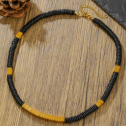 Black Onyx Ожерелье из бусин хейши из натурального черного оникса (окрашенного и подвергнутого термической обработке) для женщин., с квадратными бусинами из синтетического немагнитного гематита с золотым покрытием, 17.72 дюйм (45 см)