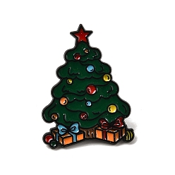 Рождественская елка Рождественские эмалевые булавки, булавки для лацканов из сплава для одежды рюкзака, чёрные, рождественская елка, 30x22 мм