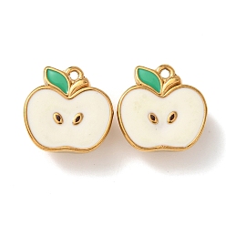Яблоко 304 нержавеющей стальной эмали подвески, золотые, яблочные прелести, 15x15x7 мм, отверстие : 1.4 мм