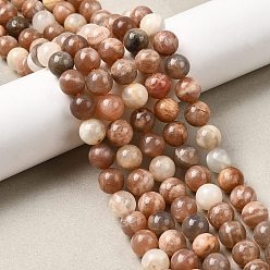 Multi-Moonstone Круглые нити из натуральных бусин из нескольких лунных камней, бусины из лунного и солнечного камня, 10 мм, отверстие : 1 мм, около 38 шт / нитка, 15.4 дюйм