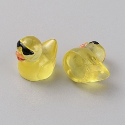 Желтый Миниатюрные светящиеся солнцезащитные очки из смолы в виде уток с украшениями для витрины, светится в темноте, для украшения рабочего стола автомобиля, желтые, 15x11.5x16 мм