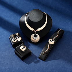 Золотой Плоские круглые ожерелья из сплава с подвесками, серьги-гвоздики, браслеты и комплекты колец, золотые, 380 мм