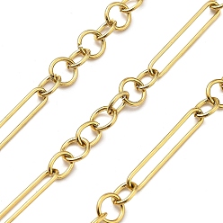 Настоящее золото 18K Ионное покрытие (ip) 304 цепи с овальными звеньями из нержавеющей стали, несварные, с катушкой, полированный, реальный 18 k позолоченный, 30x5x1 мм