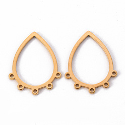 Golden 304 Edelstahl Kronleuchter Komponenten Links, Träne, Laserschnitt, golden, 30.5x23.5x1 mm, Bohrung: 1.5 mm