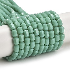 Средний Аквамарин Непрозрачное стекло бисер нитей, граненый ствол, средний аквамарин, 5~6x4 мм, отверстие : 1 мм, около 78~81 шт / нитка, 15.94''~18.82'' (40.5~47.8 см)