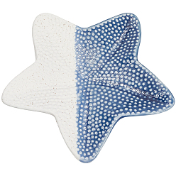 Морская звезда Керамические тарелки для украшений, лоток для хранения колец, , серьга, морская звезда, 140x148x16.5 мм