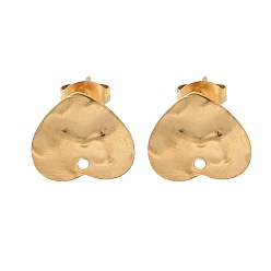 Сердце 304 находка серег из нержавеющей стали, с горизонтальными петлями, ионное покрытие (ip), реальный 18 k позолоченный, сердце, 12x13.5 мм, отверстие : 1.2 мм, штифты : 1 мм