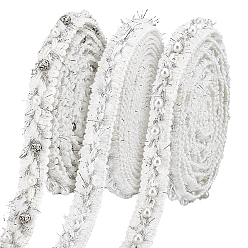 Серебро 9 ярды 3 полиэфирная тканая лента, аксессуары для одежды, серебряные, 5/8 дюйм (15 мм), около 3.00 ярдов(2.74м)/стилей