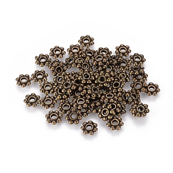 Античная Бронза Бусины-распорки в тибетском стиле, без кадмия и без свинца, цветок, античная бронза, 6x1.3 мм, отверстие : 2 мм, Около 7690 шт / 1000 г