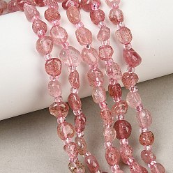 Quartz Fraise Naturel de fraise de quartz brins de perles, nuggets, Grade a, 6~10x6~8.5x3.5~5.5mm, Trou: 0.8mm, Environ 43~49 pcs/chapelet, 15.75'' (40 cm)