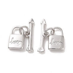 Платина Покрытие стойки латунные застежки-тумблеры, долговечный, без кадмия и без свинца, замок и стрелка, платина, заблокировать: 12x7.5x2.5 мм, Стрелка 17x3x2 мм