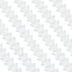 Blanco 2 yardas de cinta con borde de encaje de mariposa, Con perlas de imitación de plástico., para la decoración de bricolaje bordado de ropa, blanco, 2-3/4 pulgada (70 mm), 20 piezas / yarda, 2 yardas (1.82 m)