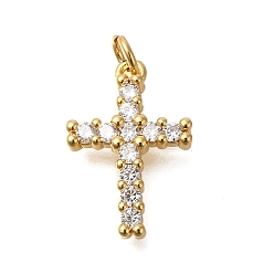 Настоящее золото 18K Стойка металлическая латунная микропрофилированная кубическая циркония подвески, с целью перехода в кольце, долговечный, без свинца и без кадмия, крест прелести, реальный 18 k позолоченный, 19x13x3 мм, отверстие : 3 мм