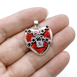 Платина Подвески из цинкового сплава своими руками, подвеска-цепочка с замком в форме сердца в стиле панк, платина, 32x26 мм