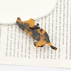 (932FM) Темно-синий аква-матовый с подкладкой Милые заколки для волос из ацетата целлюлозы (смола) в форме кошки, аксессуары для волос для девочек, темно-золотистые, 80x35 мм