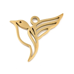 Золотой 201 подвески из нержавеющей стали, колибри, золотые, 12.5x15x1 мм, отверстие : 1.4 мм