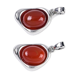 Платина Подвески из натурального сердолика (окрашенные и нагретые), латунь сердце прелести, платина, 11.5x18x6 мм, отверстие : 3.5x2.5 мм