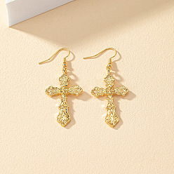 Золотой Сплав мотаться серьги, крестик, золотые, 60x24 мм