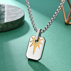 Golden & Stainless Steel Color Duo Tone 304 Stainless Steel Dog Tag Star Pendant Necklaces for Men, Golden & Stainless Steel Color, 23.62 inch(60cm)