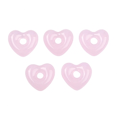 Бледно-Розовый Бусины лэмпворк , бусины с большим отверстием, сердце, розовый жемчуг, 14x15x5 мм, отверстие : 4 мм