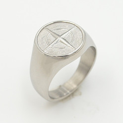 Нержавеющая Сталь Цвет 304 палец кольца из нержавеющей стали, компас, цвет нержавеющей стали, размер США 9 (18.9 мм)