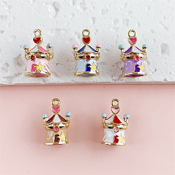 (52) Непрозрачная лаванда Подвески из эмали и сплава, прелести дома, золотые, разноцветные, 18x11x10 мм, отверстие : 1.4 мм