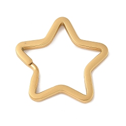 Золотой 304 брелоки из нержавеющей стали сплит, звезда, золотые, 33x35x3 мм, отверстие : 28.5x29.5 мм
