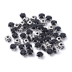 Черный Шить на горный хрусталь, многожильных ссылки, акриловые горный хрусталь, с настройками латуни, аксессуары для одежды, чёрные, 5x5x4 мм, отверстие : 1~1.5 мм