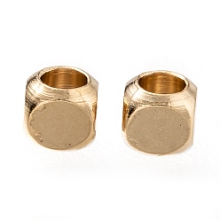 Настоящее золото 24K Латунные бусины, долговечный, кубические, реальный 24 k позолоченный, 3x3x3 мм, отверстие : 1.5 мм