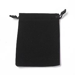 Black Velvet Packing Pouches, Drawstring Bags, Black, 12~12.6x10~10.2cm