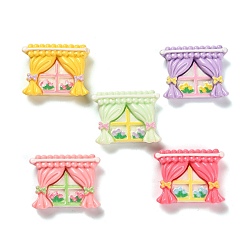 (52) Непрозрачная лаванда Кабошоны из смолы, окно с занавеской, разноцветные, 22x28.5x8 мм