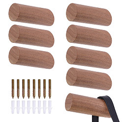 Coconut Brown 8Sets Column Wood Wall Hooks, Coconut Brown, 80x29.5mm
