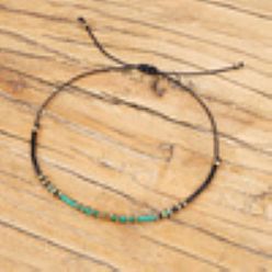 Зеленый Браслеты из плетеного бисера, украшенные стеклянными и латунными бусинами., Регулируемые браслеты из волоконного шнура с бусинами для женщин, колонка, зелёные, регулируемый