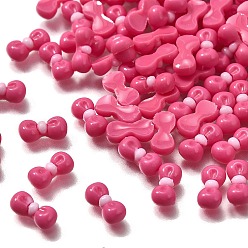 Ярко-Розовый Кабошоны из светящейся непрозрачной смолы, бантом, два тона, светится в темноте, ярко-розовый, 4x9.5x3 мм