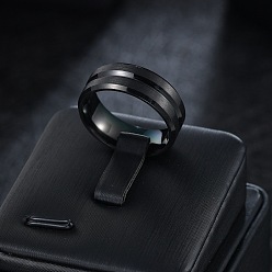 Черный Рифленые 201 кольца из нержавеющей стали для мужчин, чёрные, 8 мм, внутренний диаметр: 17.4 мм