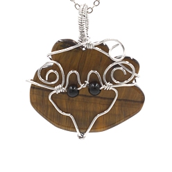 Тигровый глаз Подвески из натуральной проволоки с тигровым глазом, облако, платина, 45x45x15 мм