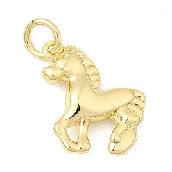 Лошадь Латунь прелести, долговечный, без свинца и без кадмия, стойки покрытие, с целью перехода в кольце, реальный 18 k позолоченный, лошадь, 14.5x13x3.5 мм, отверстие : 3 мм