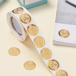 BurlyWood DIY Scrapbook, 1 Inch Thank You Stickers, Decorative Adhesive Tapes, Flat Round with Word Thank You, BurlyWood, 25mm, about 500pcs/roll