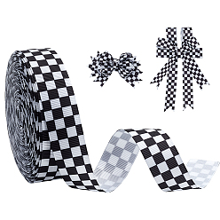 Черный 1 рулонные полиэфирные ленты, квартира с клетчатым рисунком, чёрные, 7/8 дюйм (22 мм), 20 ярдов / ролл