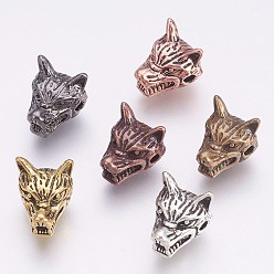 (52) Непрозрачная лаванда Сплавочные овальные бусины тибетского стиля , голова волка, разноцветные, 9.5x13 мм, отверстие : 2 мм