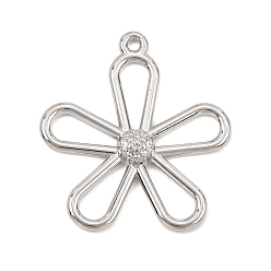 Platinum Alloy Pendants, Flower Charms, Rack Plating, Cadmium Free & Nickel Free & Lead Free, Platinum, 28x25x3mm, Hole: 1.5mm