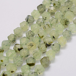 Prehnite Natural Prehnite Bead Strands, Star Cut Round Beads, Faceted, 10x9x9mm, Hole: 1mm, about 40pcs/strand, 15.3 inch(39cm)