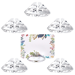 Clear 6 Pcs Quartz Crystal Message Clip, Memo Note Photo Stand Holder, Card Clips, For Wedding Decoration, Diamond Shape, Clear, 40x20.5mm, Groove: 36x2mm