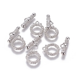 Платина Латуни Переключить застежками, платина, Кольцо: 17.5x15x3 mm, отверстия: 1x2 мм, бар: 22x8x4 мм, отверстие : 1.5x2 мм