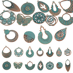 Mixed Shapes 14 шт 14 стили подвески из сплава в тибетском стиле, красная медь и зеленая патина, разнообразные, 27.5~50x21~37.5x2 мм, отверстие : 1.5~4 мм, 1 шт / стиль